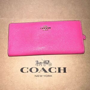 COACH Slim Wallet Pink w Gold Hardware PreLoved Excellent Condition AUTHENTIC